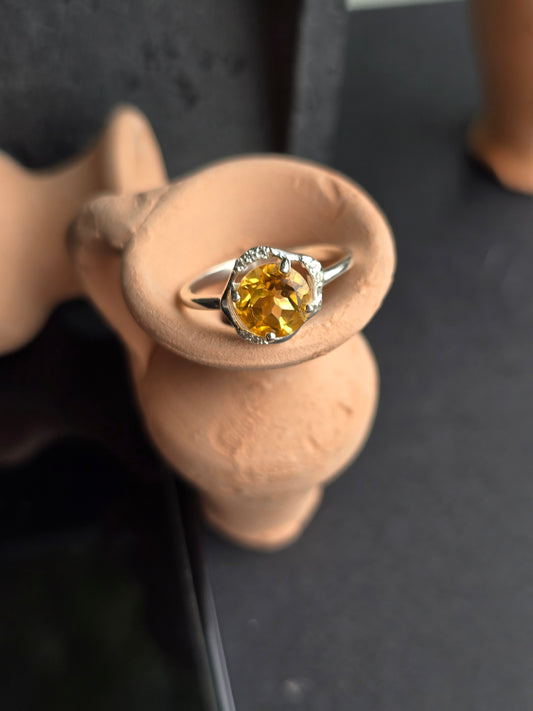 Sterling Silver Decorated with Citrine Ring